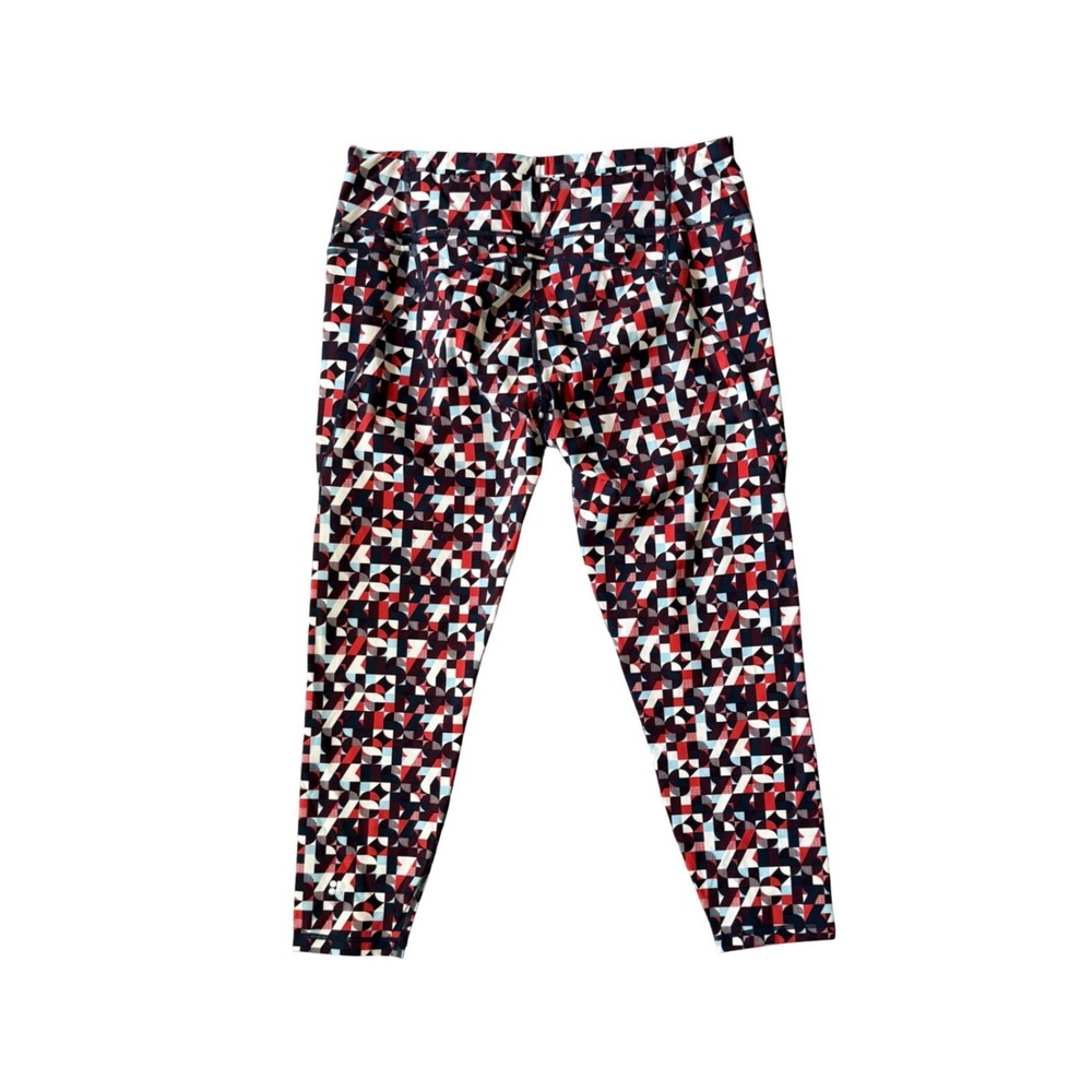 Sweaty Betty Power 7/8 Leggings XXL Red Navy Geometric Mosaic Print High Waist - Picture 4 of 5